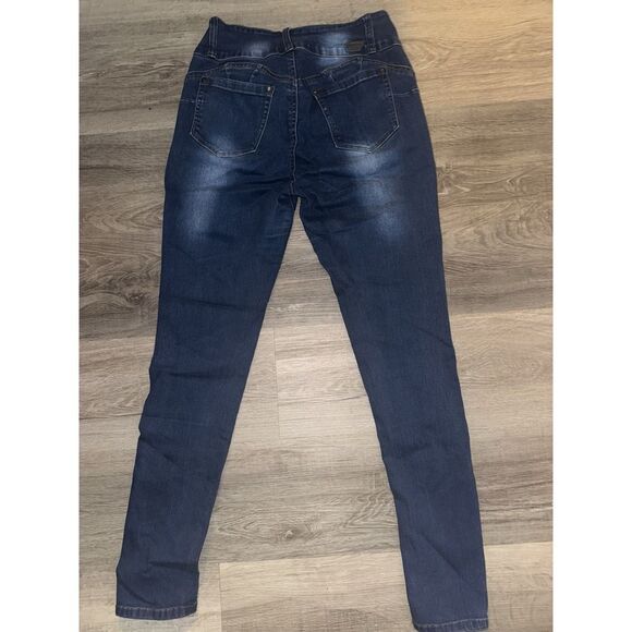 Bamboo Jeans Women’s Size Large Distressed Medium Wash Skinny Mid Rise - Picture 4 of 4